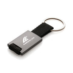 Branded Metal Keyring with Nylon Strap in Gun Metal