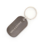 Branded Polished Metal Dog Tag Keyring in Gun Metal