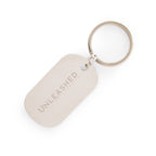 Branded Polished Metal Dog Tag Keyring in Silver