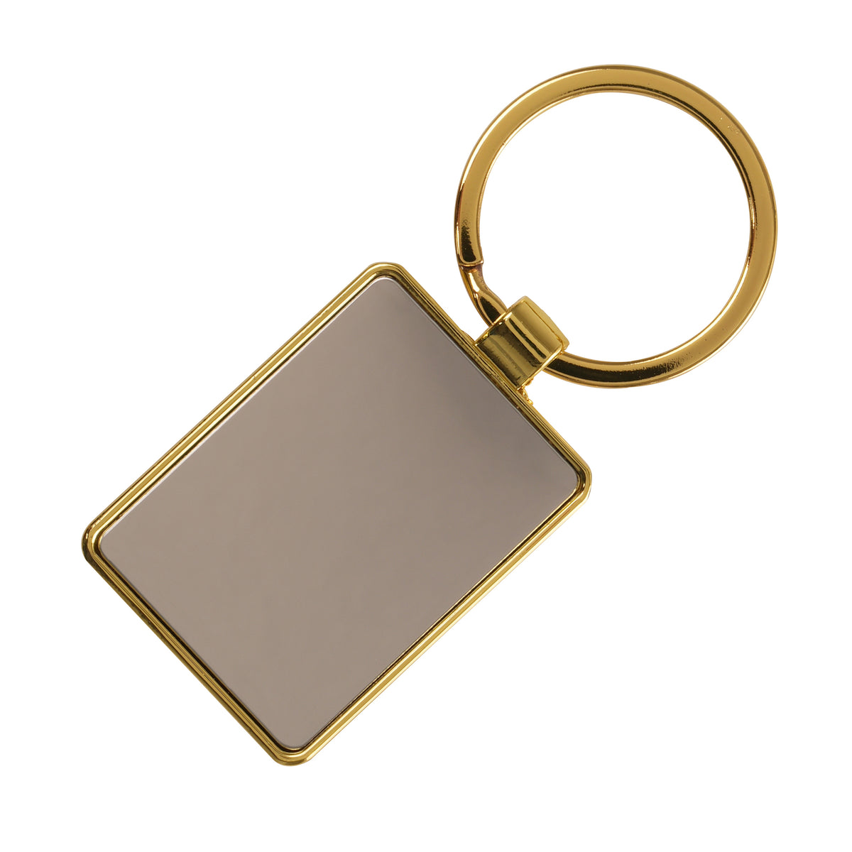 Branded Gold Rectangular Metal Keyring