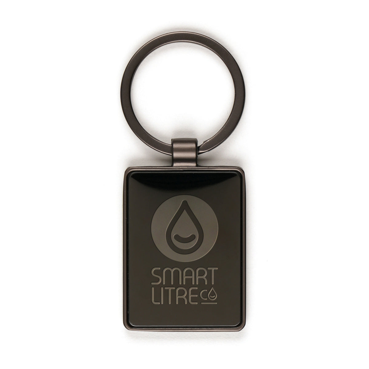 Branded Gun Metal Rectangular Keyring