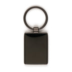Branded Gun Metal Rectangular Keyring