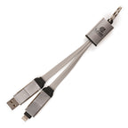 Branded 60W 2-in-1 Keyring Charging Cable in Silver