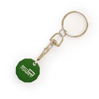 Branded 12-Sided Metal Trolley Coin Keyring in Green