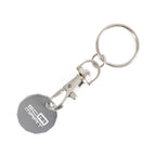 Branded 12-Sided Metal Trolley Coin Keyring in Silver