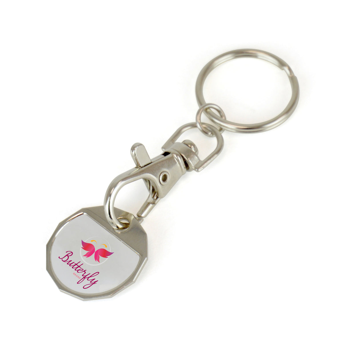 Branded Domed Full Colour Trolley Coin Keyring