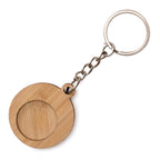 Branded Bamboo Trolley Coin Keyring with Holder