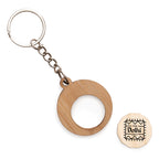 Branded Bamboo Trolley Coin Keyring with Holder in Natural