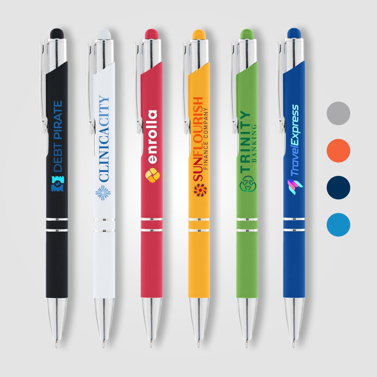 Branded Soft-Touch Metal Pen with Top Stylus