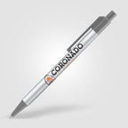 Branded Slimline Retractable Ballpoint Pen in Cool Gray