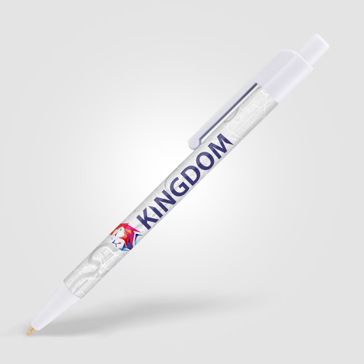 Branded Slimline Retractable Ballpoint Pen in White