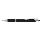 Branded Soft-Touch Metal Pen with Top Stylus in Black