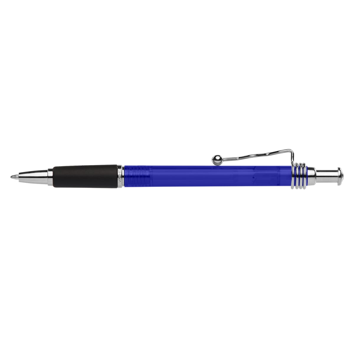 Branded Translucent Ballpoint Pen with Spiral Clip in Translucent Blue