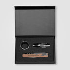 Branded Wood and Steel 3-Piece Wine Accessory Set