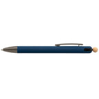 Branded Recycled Aluminium Fidget Pen with Bamboo Ball in Navy Blue