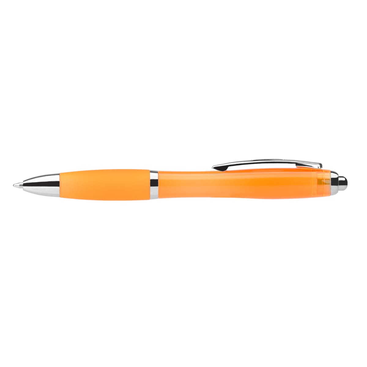 Branded Jewel Tone Ballpoint Pen with Coloured Grip in Orange
