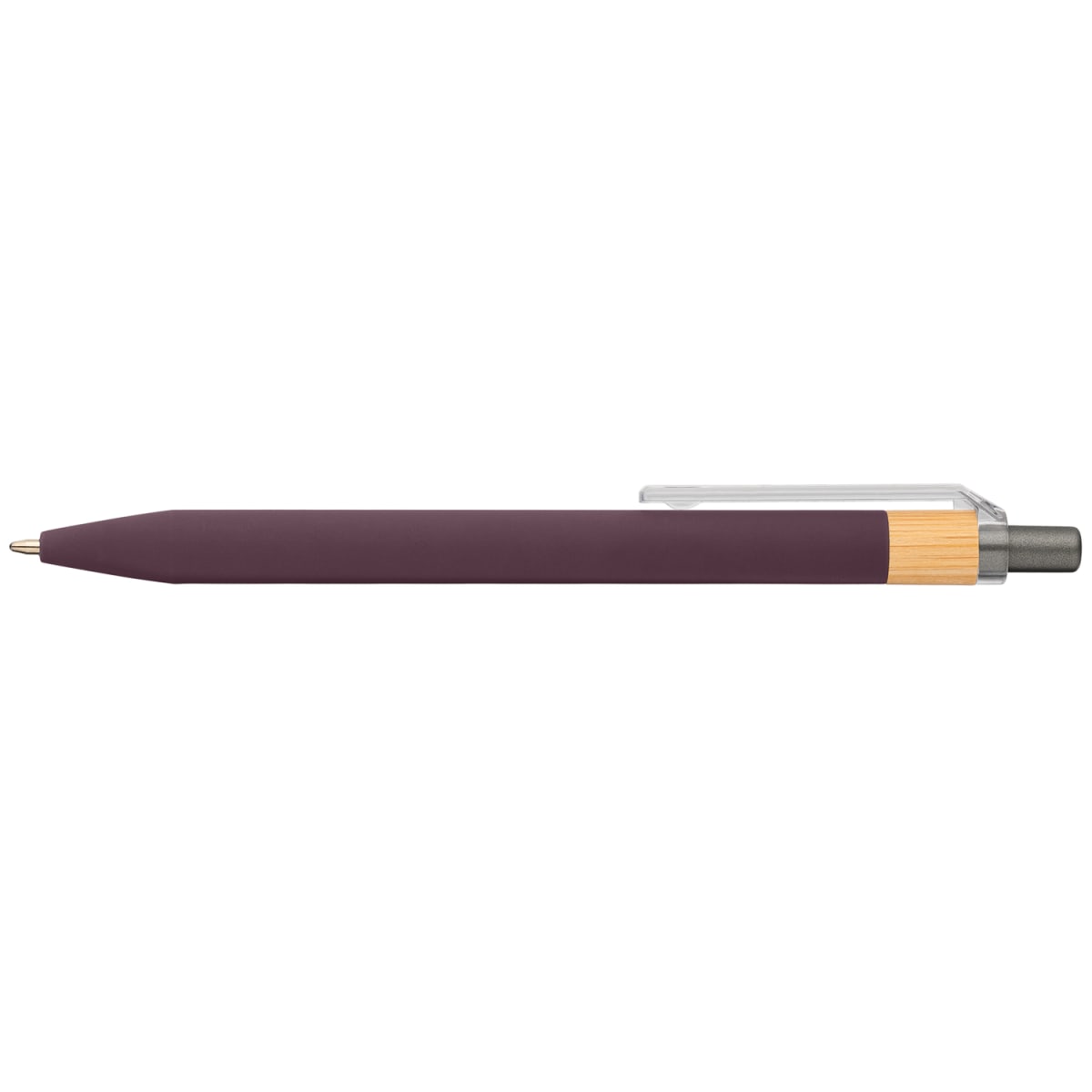 Branded Recycled Plastic Pen with Bamboo Accent in Purple