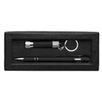 Branded Soft Touch Pen and Torch Gift Set with Window Box in Black