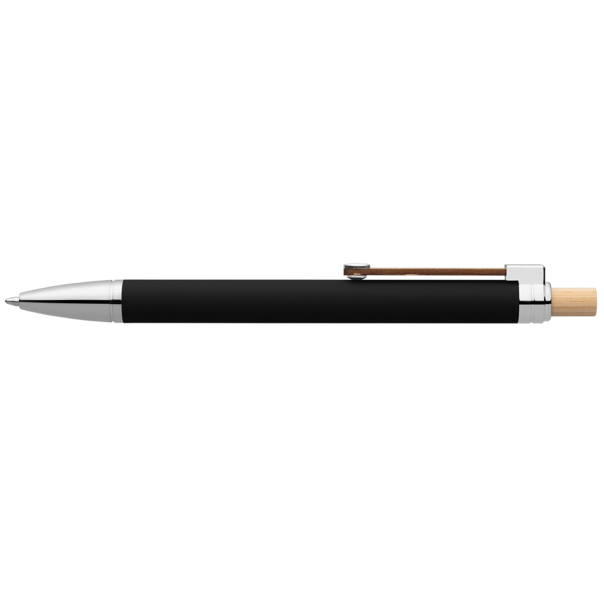 Branded Recycled Aluminium Soft Touch Pen with Bamboo Accents in Black