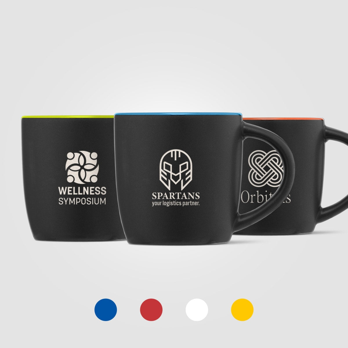 Branded Matte Black Ceramic Mug with Colour Interior 355ml