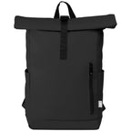 Branded Recycled PU Rolltop Laptop Backpack - 12L in Black