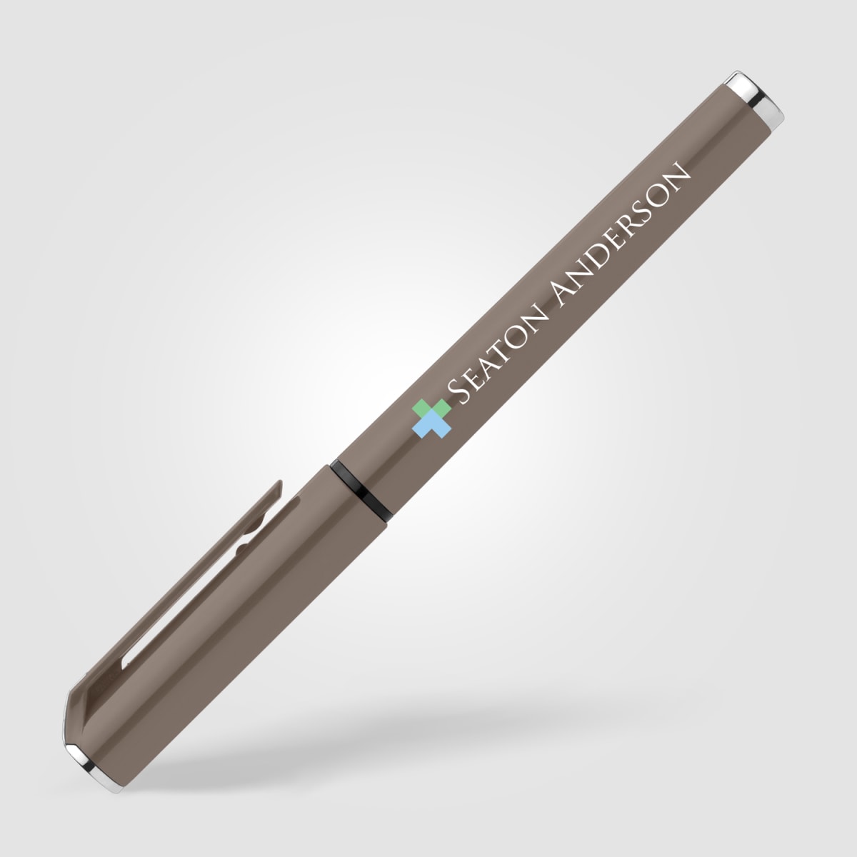 Branded Recycled Plastic Gel Pen with Rubber Grip in Dune