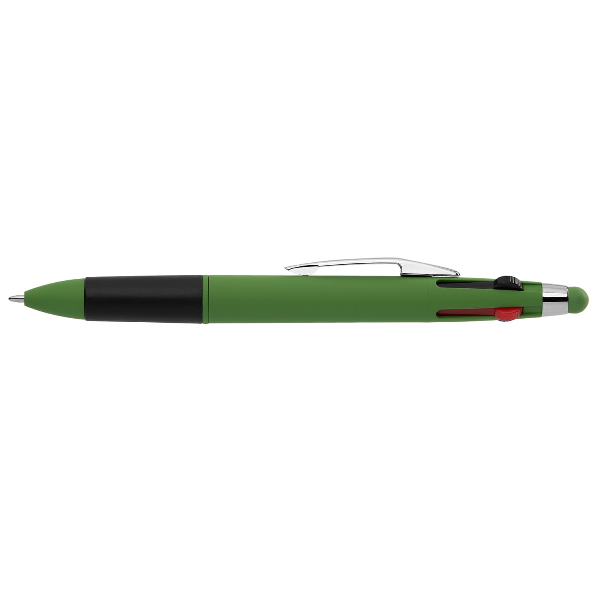 Branded Four Colour Ink Pen with Stylus in Green