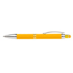 Branded Bright Soft-Touch Metal Click Pen with Stylus in Yellow