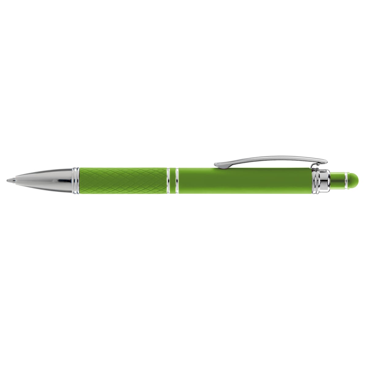 Branded Wide-Barrel Soft-Touch Metal Pen with Stylus in Green