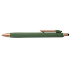 Branded Recycled Plastic Stylus Pen with Bronze Trim in Forest Green