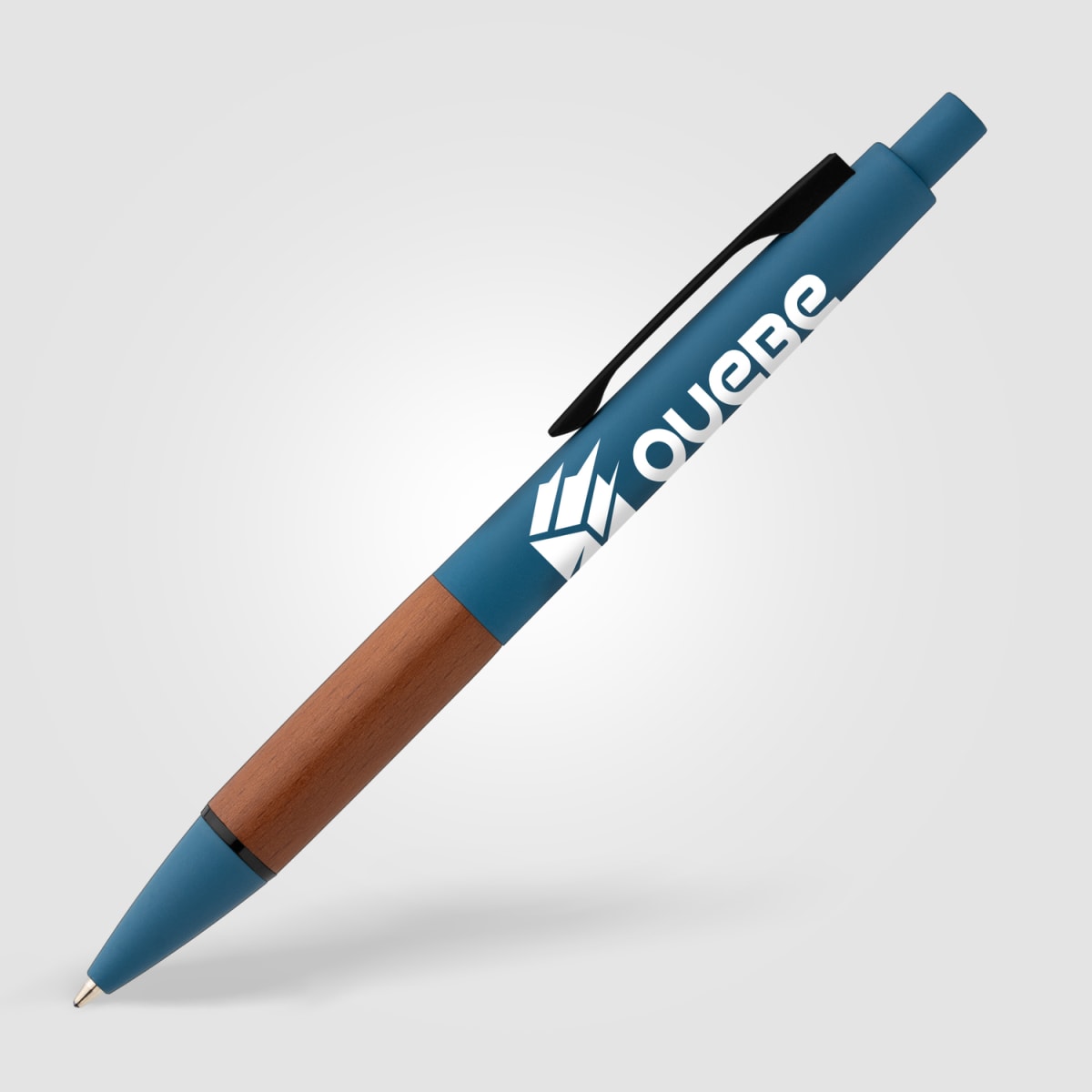 Branded Recycled Plastic Pen with FSC Wood Grip