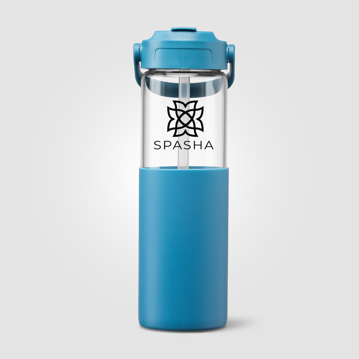 Branded 650 ml Glass Straw Bottle with Silicone Sleeve