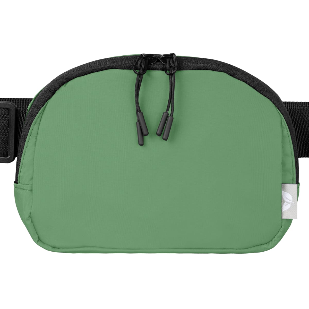 Branded Recycled Nylon Zip Waist Bag with Carabiner in Dark Green