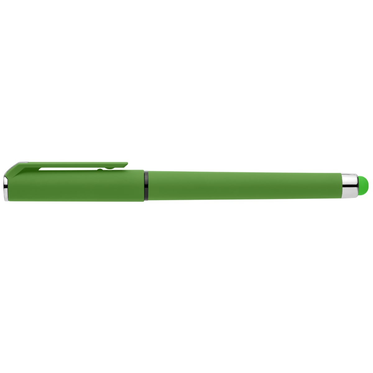 Branded Recycled ABS Gel Pen with Rubber Grip in Green