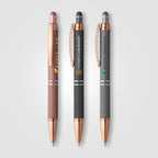 Branded Retractable Metal Stylus Pen with Rose Gold Trim
