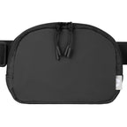Branded Recycled Nylon Zip Waist Bag with Carabiner in Black