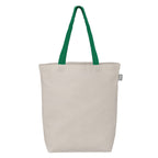 Branded Recycled Cotton Tote Bag with Coloured Handles in Green