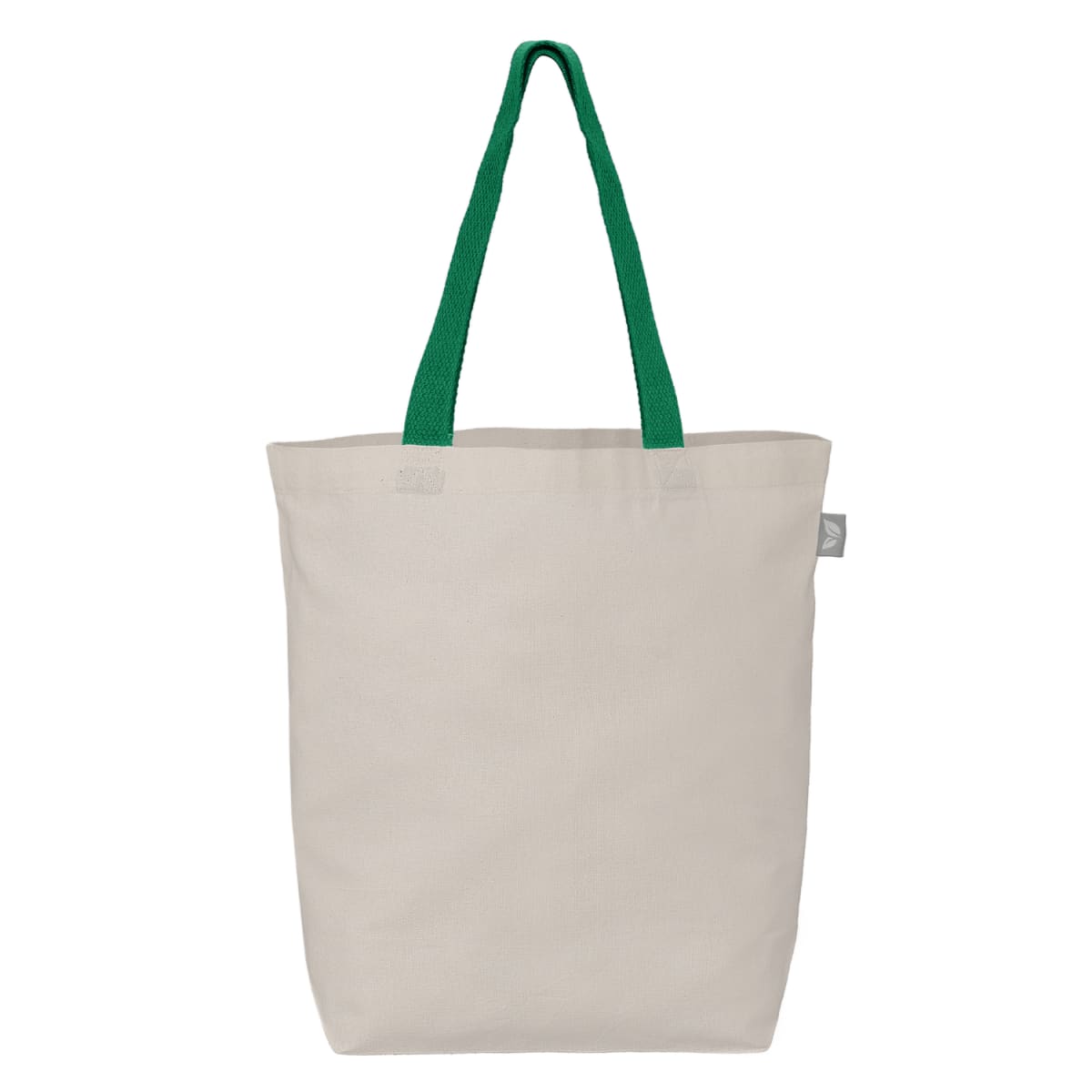 Branded Recycled Cotton Tote Bag with Coloured Handles in Green