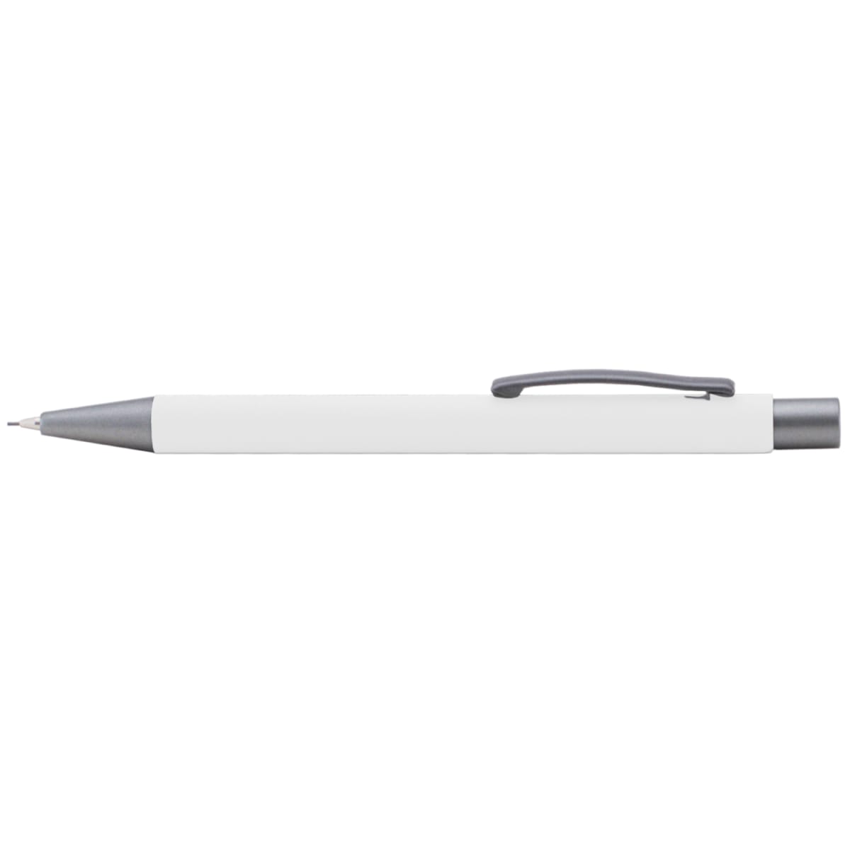 Branded Soft-Touch Mechanical Pencil with Gunmetal Trim in White