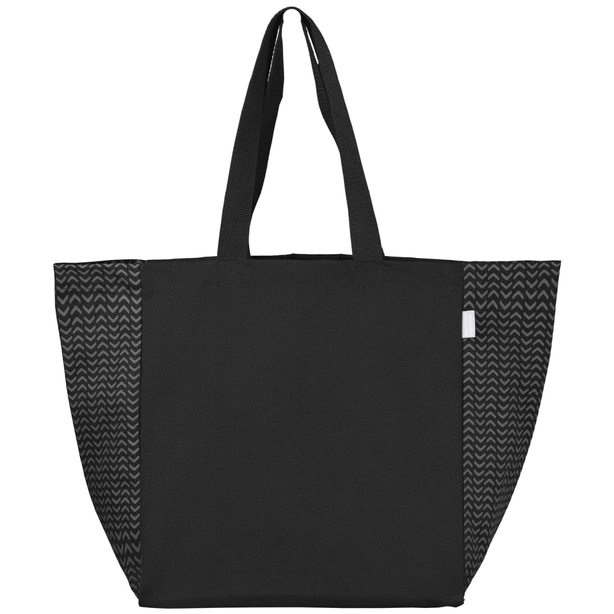 Branded Recycled Cotton Chevron Tote Bag in Black
