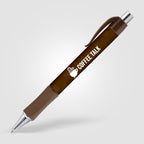 Branded Wide Body Retractable Pen with Chrome Accents in Brown