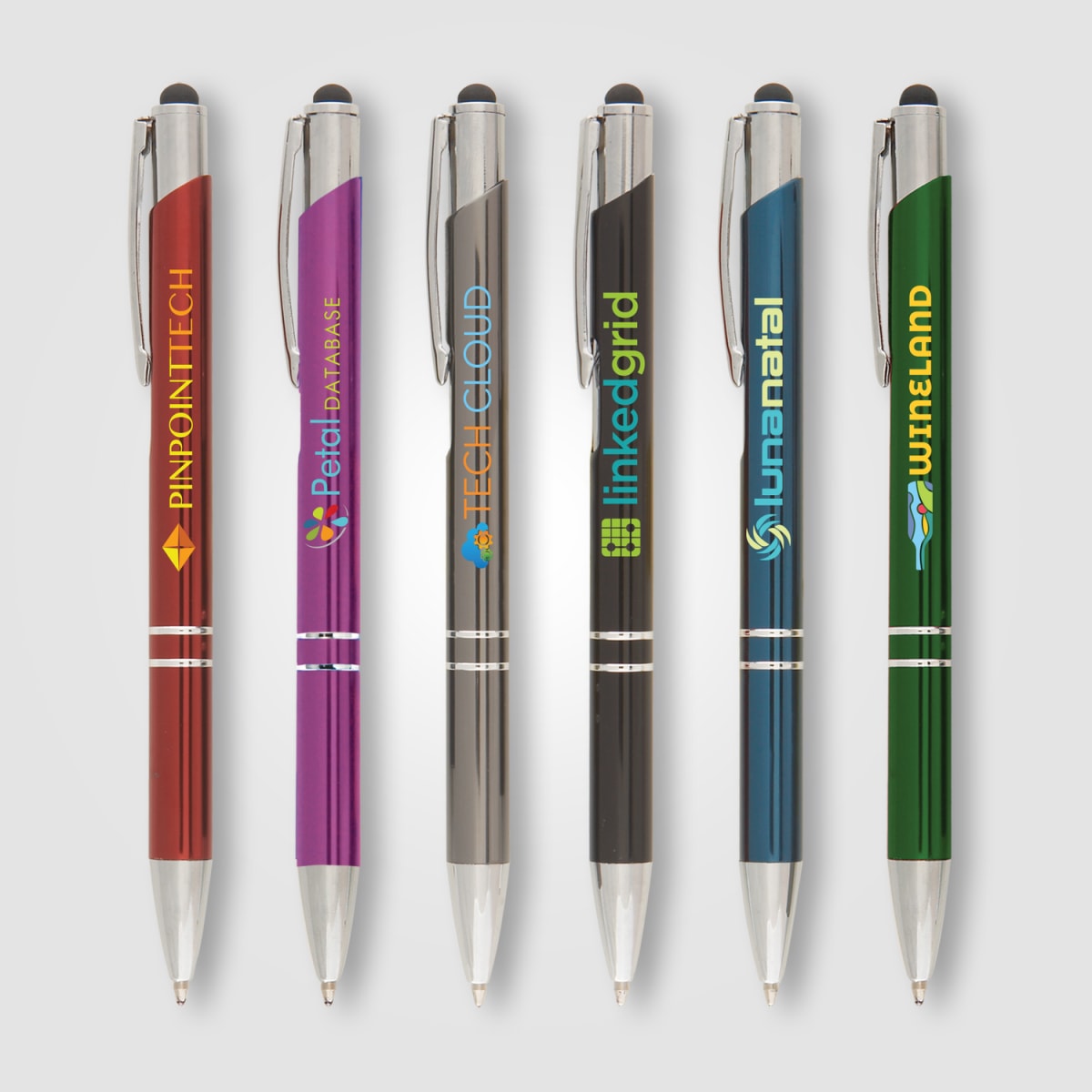 Branded Anodised Aluminium Pen with Top Stylus