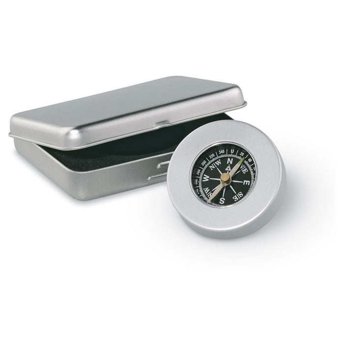 Branded Nautical Compass in Tin Box