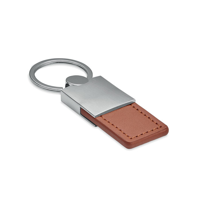 Branded PU and Metal Key Ring in Brown
