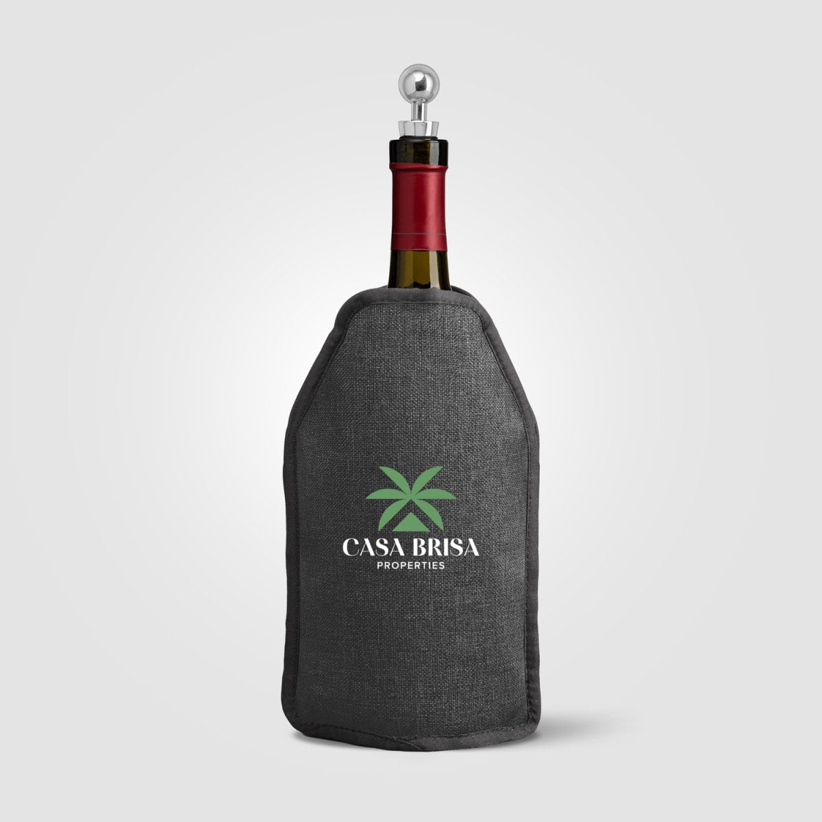 Branded Heathered Polyester Wine Bottle Cooler