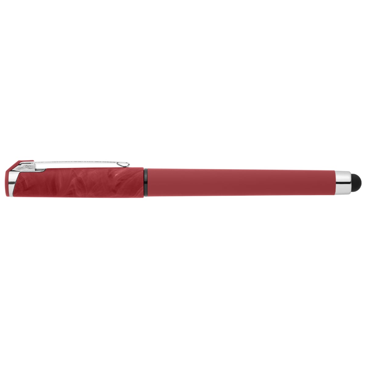 Branded Marbled Cap Gel Pen with Stylus in Red