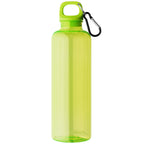 Branded Recycled PET Bike Bottle with Carabiner Clip in Lime Green