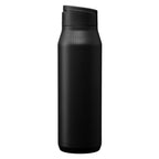Branded Recycled Steel Bottle with Phone Holder Lid 750ml in Black