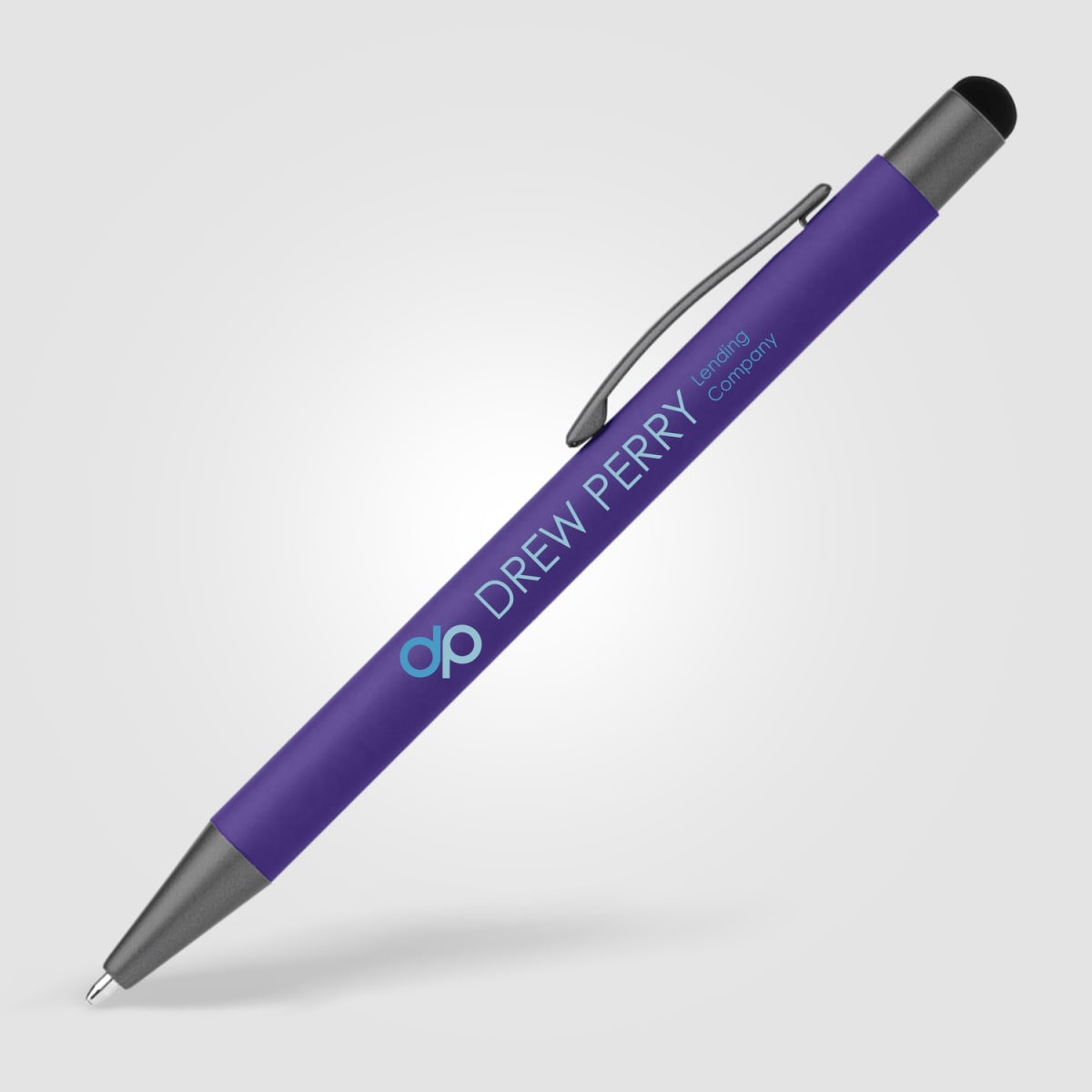 Branded Retractable Gunmetal Trim Stylus Pen