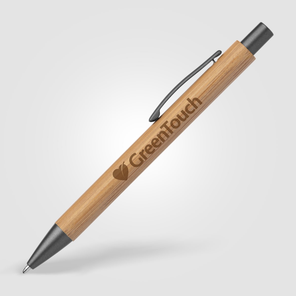 Branded FSC Bamboo Ballpoint Pen with Gunmetal Trim